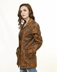 ADJKT039 Genuine Vintage  leather Women shirt  jacket  dress ladies girl
