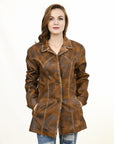 ADJKT039 Genuine Vintage  leather Women shirt  jacket  dress ladies girl