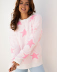 Star Ribbed Trim Drop Shoulder Oversized Sweater