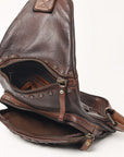 Spaghetti Western Swc191Brn Sling Vintage Handmade Drum Dyed Genuine European Cowhide Leather Women Bag Western Handbag Purse