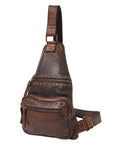 Spaghetti Western Swc191Brn Sling Vintage Handmade Drum Dyed Genuine European Cowhide Leather Women Bag Western Handbag Purse