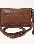 Spaghetti Western Swc195Brn Wallet Vintage Handmade Drum Dyed Genuine European Cowhide Leather Women Bag Western Handbag Purse
