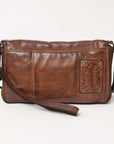 Spaghetti Western Swc195Brn Wallet Vintage Handmade Drum Dyed Genuine European Cowhide Leather Women Bag Western Handbag Purse