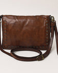 Spaghetti Western Swc197Brn Organiser Vintage Handmade Drum Dyed Genuine European Cowhide Leather Women Bag Western Handbag Purse