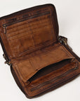 Spaghetti Western Swc197Brn Organiser Vintage Handmade Drum Dyed Genuine European Cowhide Leather Women Bag Western Handbag Purse