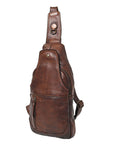 Spaghetti Western Swc202Brn Sling Vintage Handmade Drum Dyed Genuine European Cowhide Leather Women Bag Western Handbag Purse