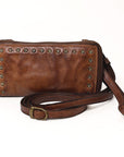 Spaghetti Western Swc212Brn Wallet Vintage Handmade Drum Dyed Genuine European Cowhide Leather Women Bag Western Handbag Purse