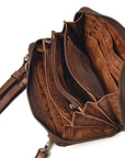 Spaghetti Western Swc212Brn Wallet Vintage Handmade Drum Dyed Genuine European Cowhide Leather Women Bag Western Handbag Purse