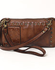 Spaghetti Western Swc212Brn Wallet Vintage Handmade Drum Dyed Genuine European Cowhide Leather Women Bag Western Handbag Purse