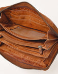 Spaghetti Western Swc434Cg Wallet Vintage Handmade Drum Dyed Genuine European Cowhide Leather Women Bag Western Handbag Purse