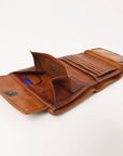 Spaghetti Western Swc465Cg Wallet Vintage Handmade Drum Dyed Genuine European Cowhide Leather Women Bag Western Handbag Purse