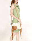 American Darling Western Small Crossbody Bag – Genuine Hair-On Cowhide Leather with Fringes, Adjustable Strap, Handcrafted in Texas