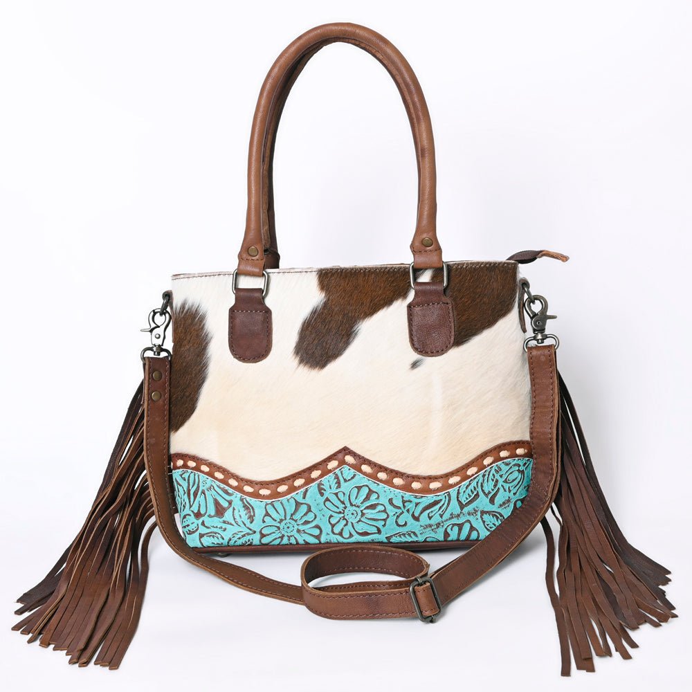 Embossed Hair-On Leather Western Tote Bag