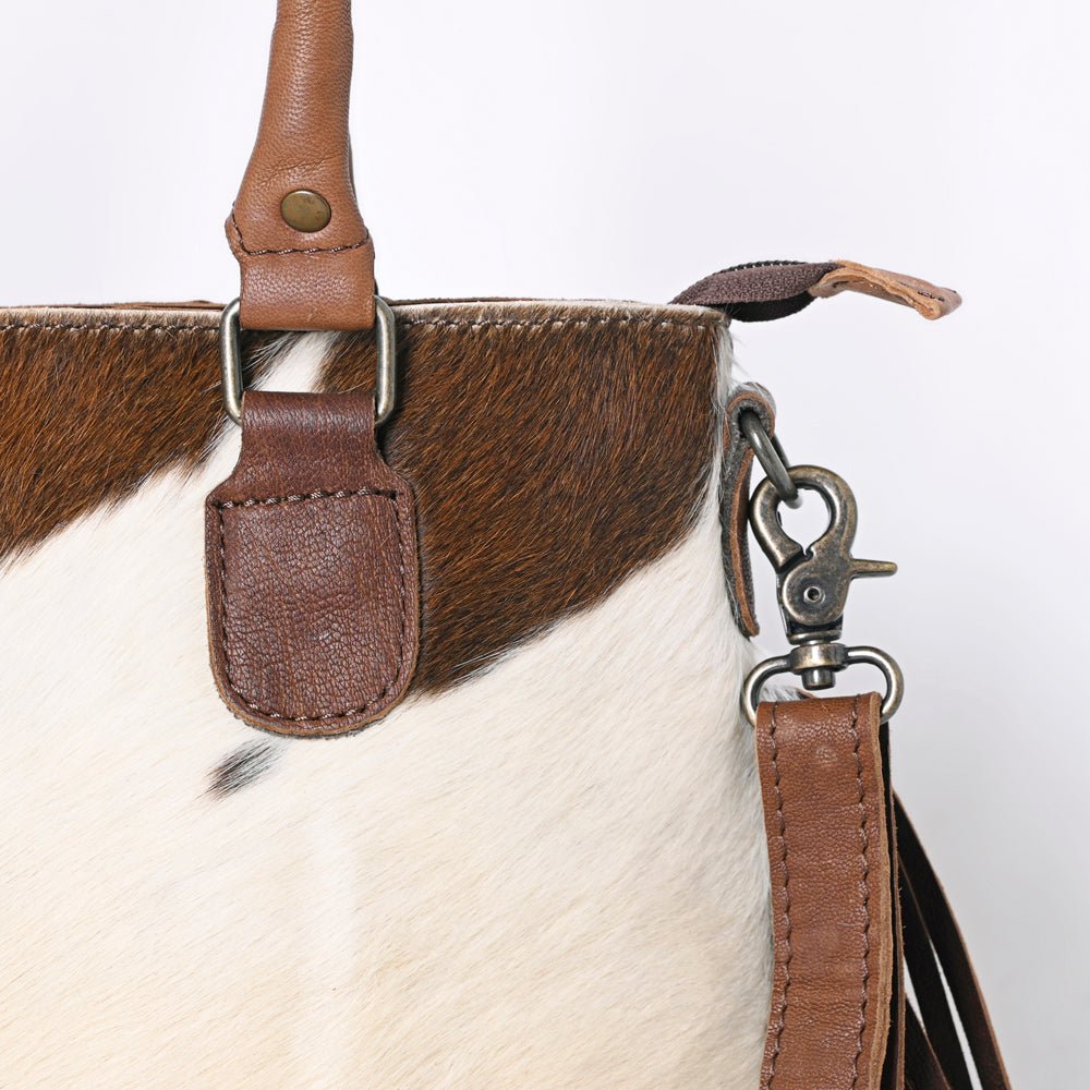 Embossed Hair-On Leather Western Tote Bag
