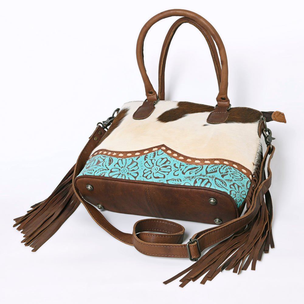 Embossed Hair-On Leather Western Tote Bag