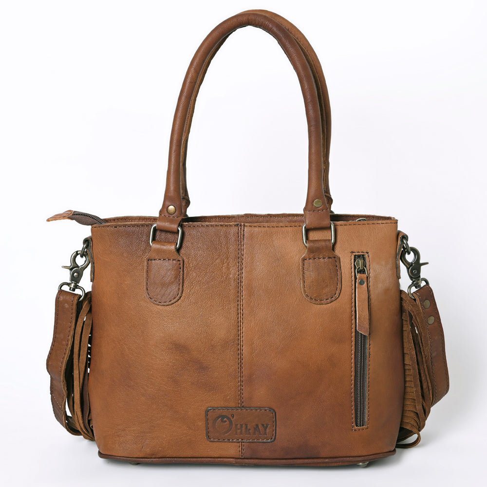 Embossed Hair-On Leather Western Tote Bag