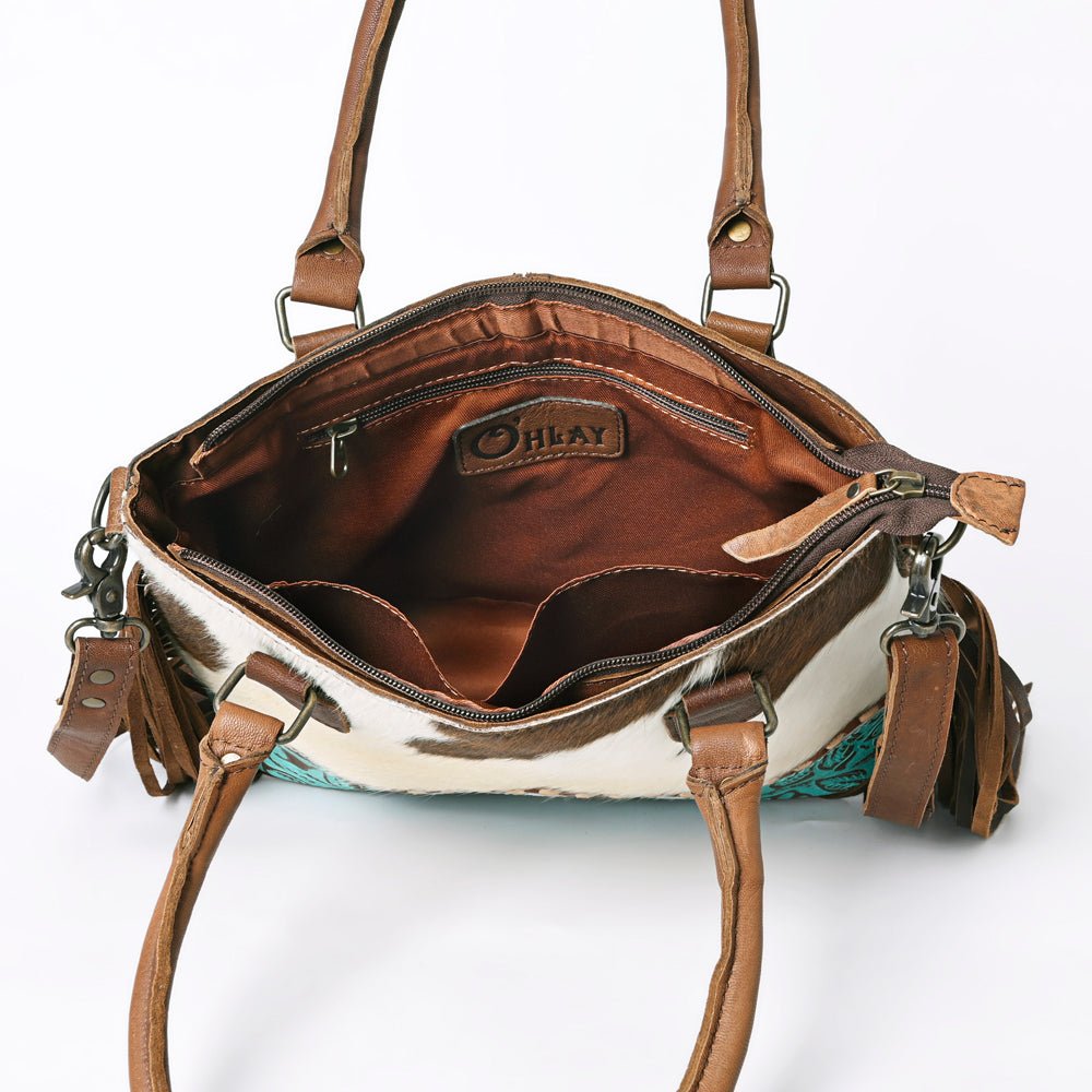 Embossed Hair-On Leather Western Tote Bag