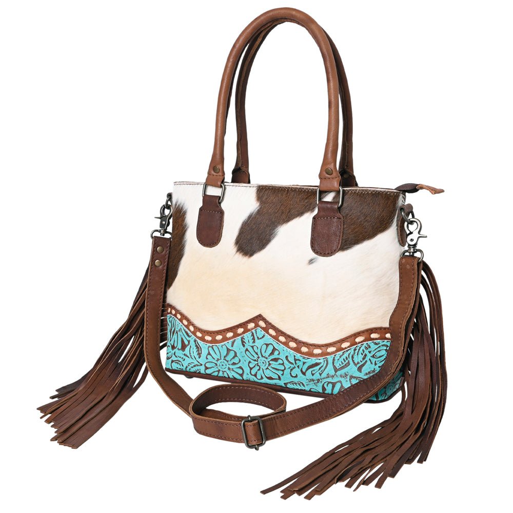 Embossed Hair-On Leather Western Tote Bag