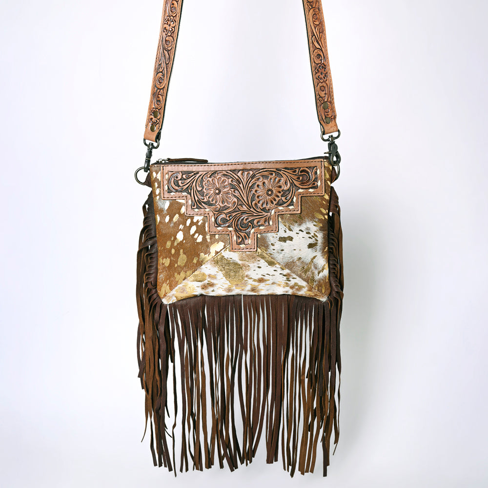 OHLAY KBG229 Cross Body Hand Tooled Hair-On Genuine Leather women bag western handbag purse