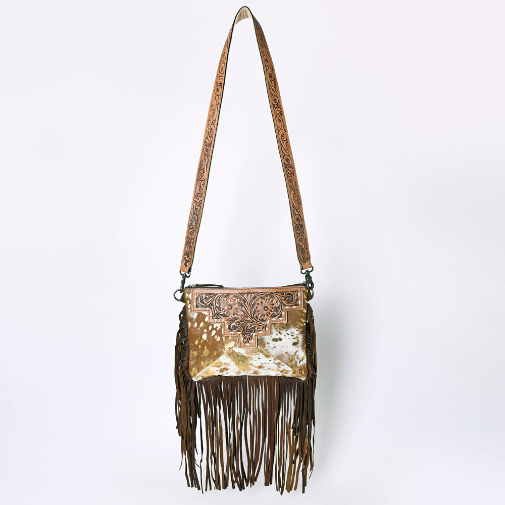 OHLAY KBG229 Cross Body Hand Tooled Hair-On Genuine Leather women bag western handbag purse