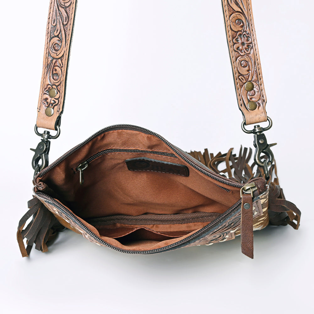 OHLAY KBG229 Cross Body Hand Tooled Hair-On Genuine Leather women bag western handbag purse