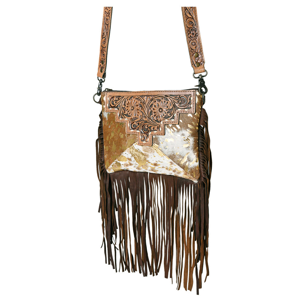 OHLAY KBG229 Cross Body Hand Tooled Hair-On Genuine Leather women bag western handbag purse