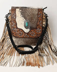 OHLAY MESSENGER Hand Tooled Hair-on Genuine Leather women bag western handbag purse