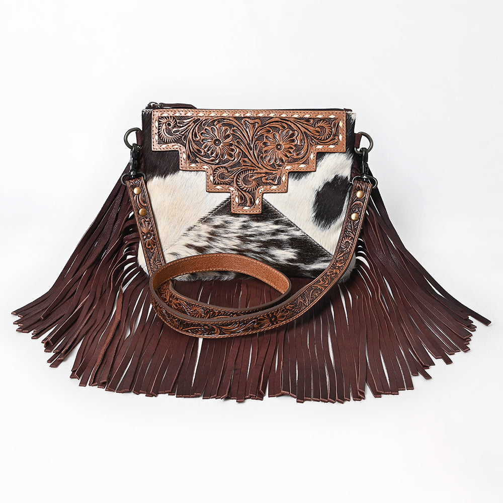 OHLAY KBG233 Cross Body Hand Tooled Hair-On Genuine Leather women bag western handbag purse