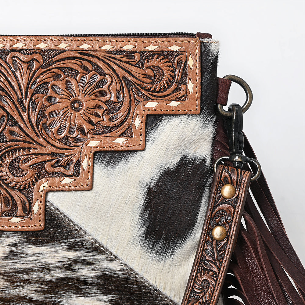 OHLAY KBG233 Cross Body Hand Tooled Hair-On Genuine Leather women bag western handbag purse