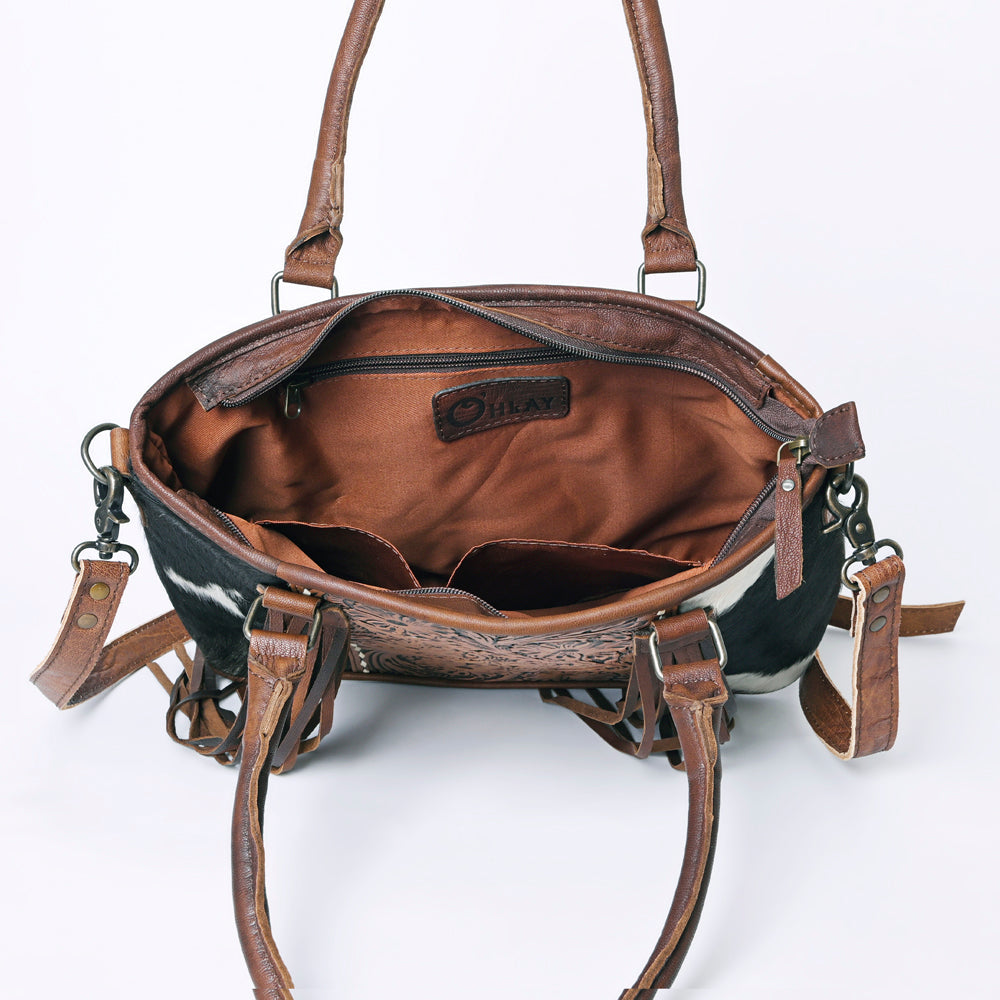 OHLAY KBG235 TOTE Hand Tooled Hair-on Genuine Leather women bag western handbag purse