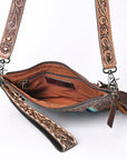 OHLAY KBG242 Cross Body Hand Tooled Upcycled Wool Genuine Leather women bag western handbag purse