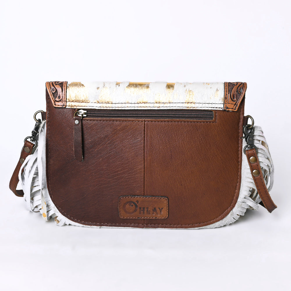 OHLAY KBG243 ENVELOPE Hand Tooled Hair-on Genuine Leather women bag western handbag purse