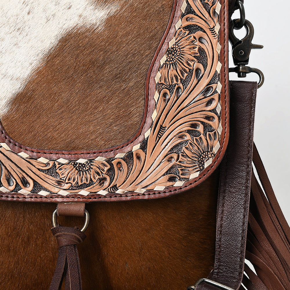 OHLAY MESSENGER Hand Tooled Hair-on Genuine Leather women bag western handbag purse