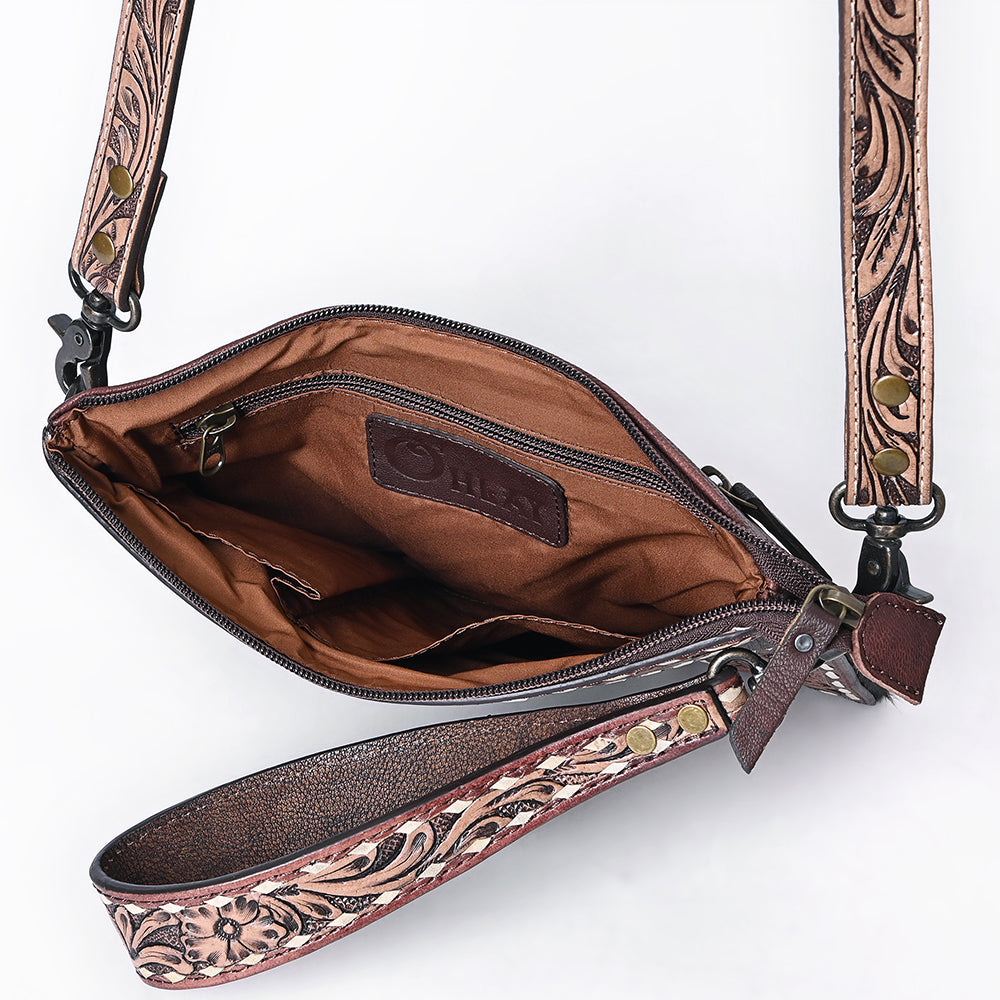 Crossbody Hand Tooled Leather Bag With Western Heritage And Handmade Genuine Cowhide