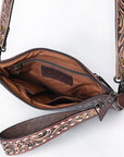 Crossbody Hand Tooled Leather Bag With Western Heritage And Handmade Genuine Cowhide
