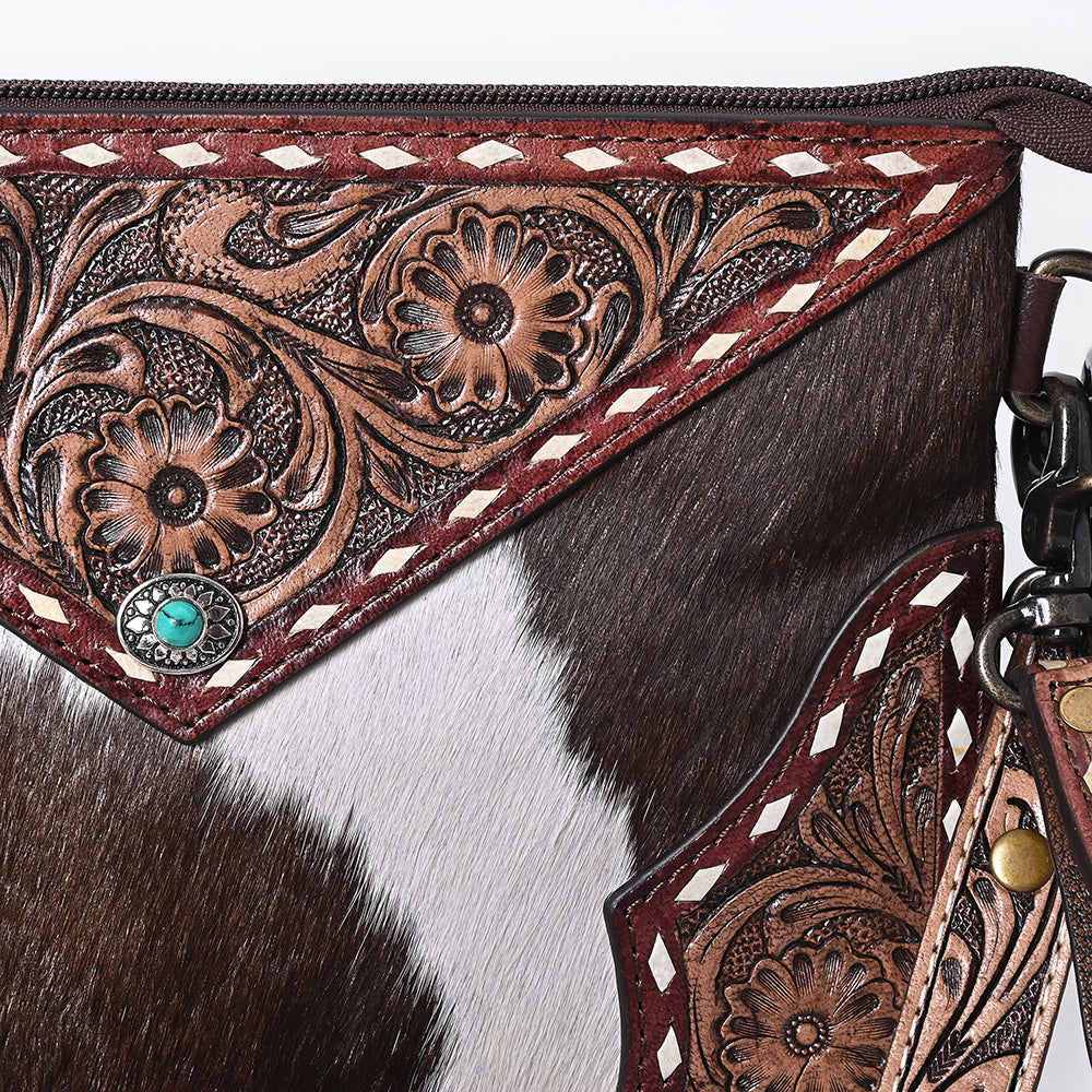 Crossbody Hand Tooled Leather Bag With Western Heritage And Handmade Genuine Cowhide