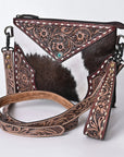 Crossbody Hand Tooled Leather Bag With Western Heritage And Handmade Genuine Cowhide