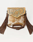 OHLAY KBG259 Cross Body Hand Tooled Hair-On Genuine Leather women bag western handbag purse
