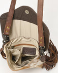 OHLAY KBG259 Cross Body Hand Tooled Hair-On Genuine Leather women bag western handbag purse
