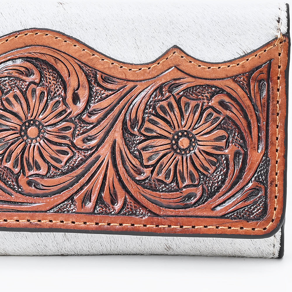 OHLAY WALLET Hand Tooled Hair-on Genuine Leather women bag western handbag purse