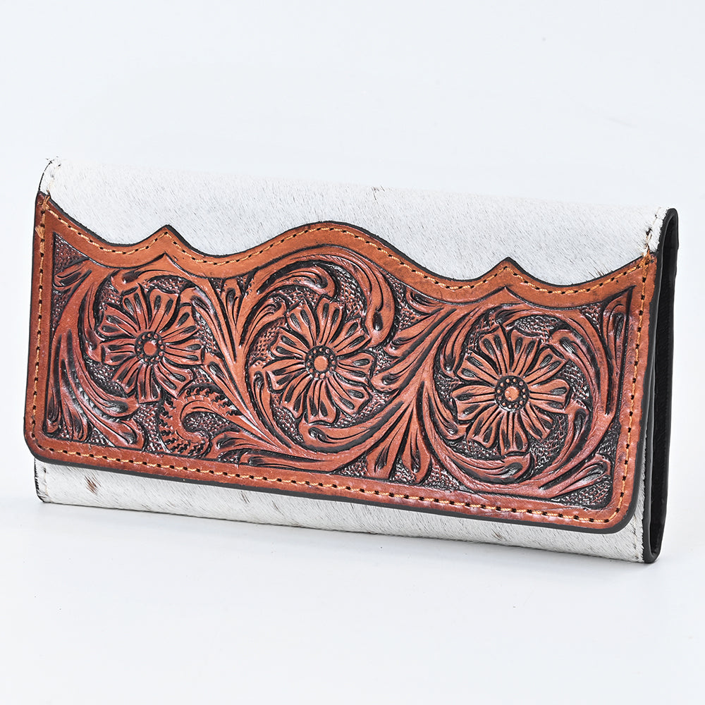 OHLAY WALLET Hand Tooled Hair-on Genuine Leather women bag western handbag purse