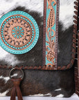 OHLAY KBG280 Cross Body Hand Tooled Hair-On Genuine Leather women bag western handbag purse