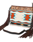 OHLAY KBG283 Cross Body Hand Tooled Upcycled Wool Genuine Leather women bag western handbag purse