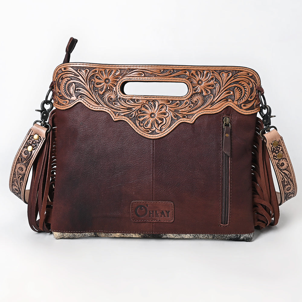 OHLAY KBG299 Clutch Hand Tooled Hair-On Genuine Leather women bag western handbag purse