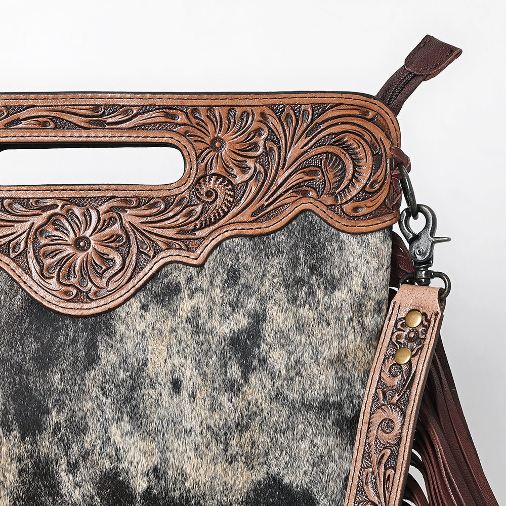 OHLAY KBG299 Clutch Hand Tooled Hair-On Genuine Leather women bag western handbag purse