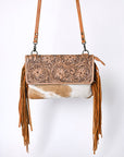 OHLAY WALLET Hand Tooled Hair-on Genuine Leather women bag western handbag purse