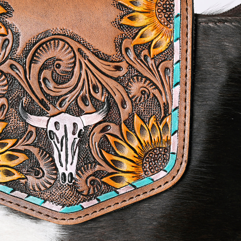 OHLAY KBG313 Cross Body Hand Tooled Hair-On Genuine Leather women bag western handbag purse
