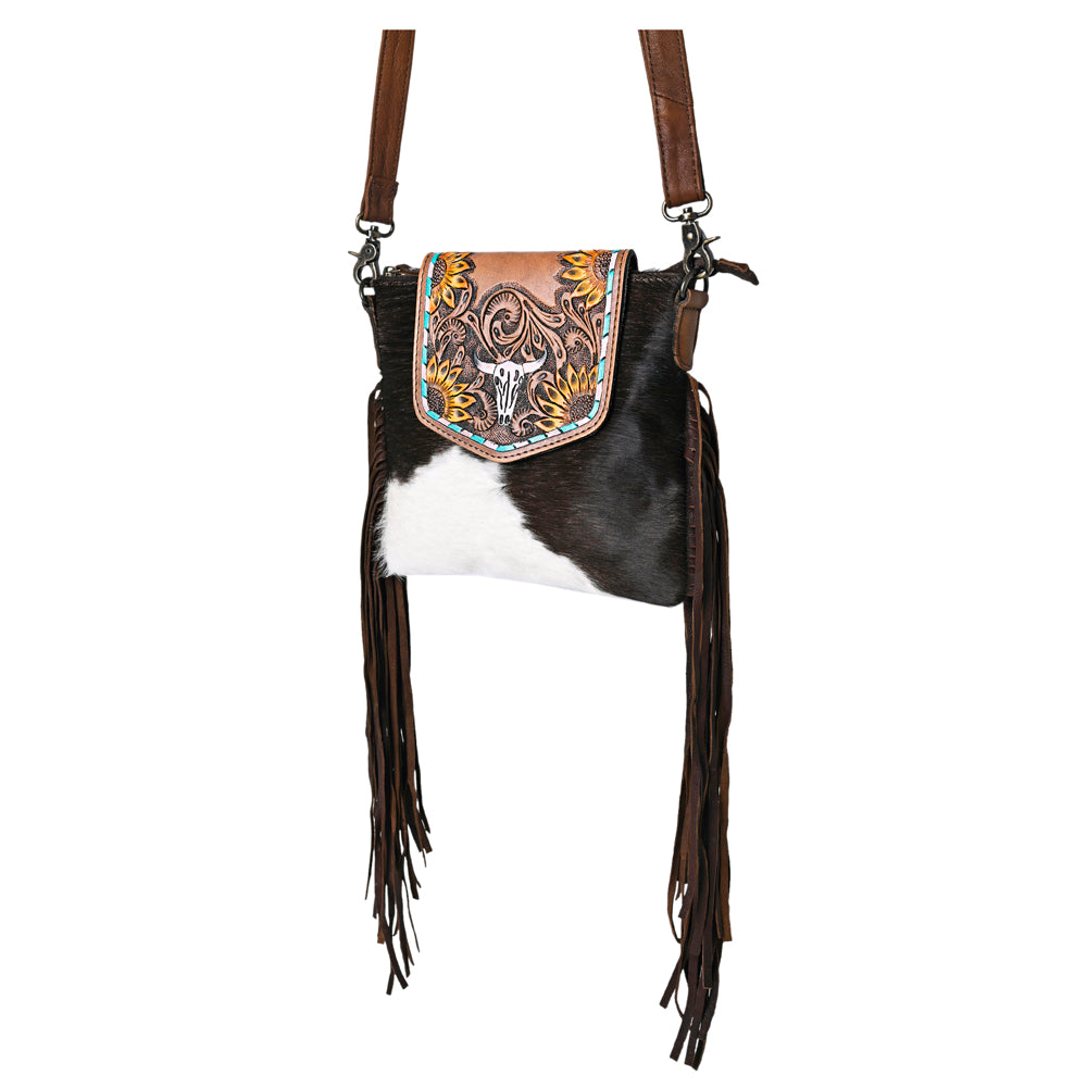 OHLAY KBG313 Cross Body Hand Tooled Hair-On Genuine Leather women bag western handbag purse