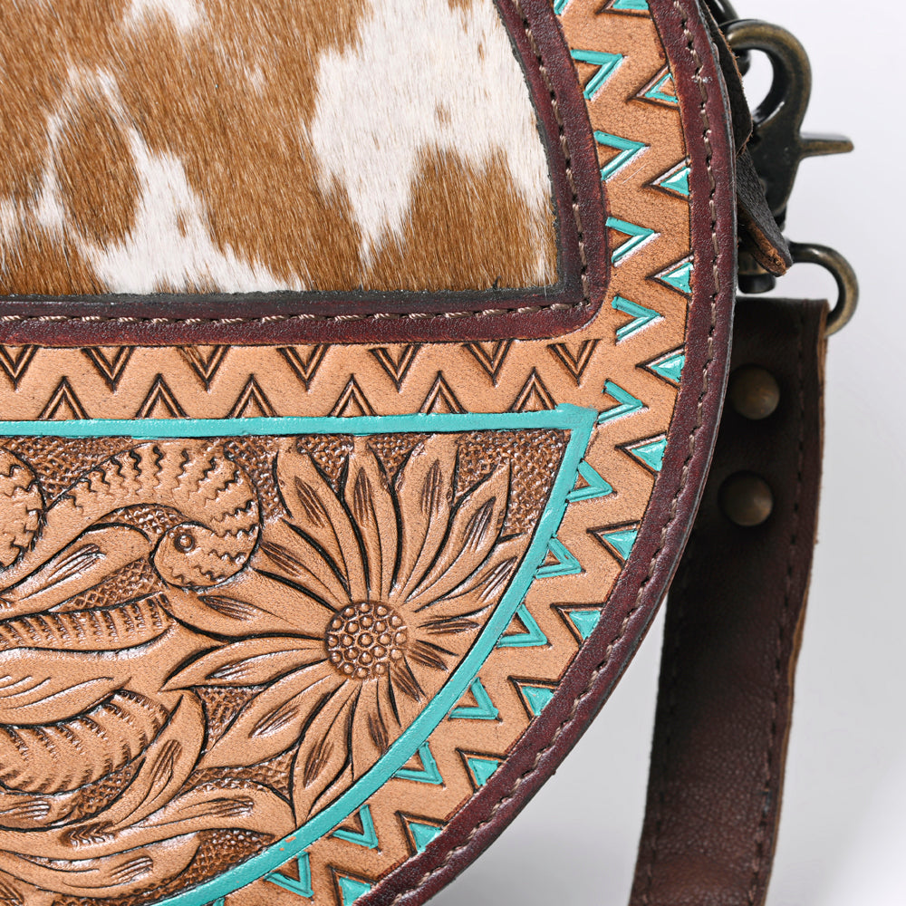 OHLAY KBG315 Canteen Hand Tooled Hair-On Genuine Leather women bag western handbag purse
