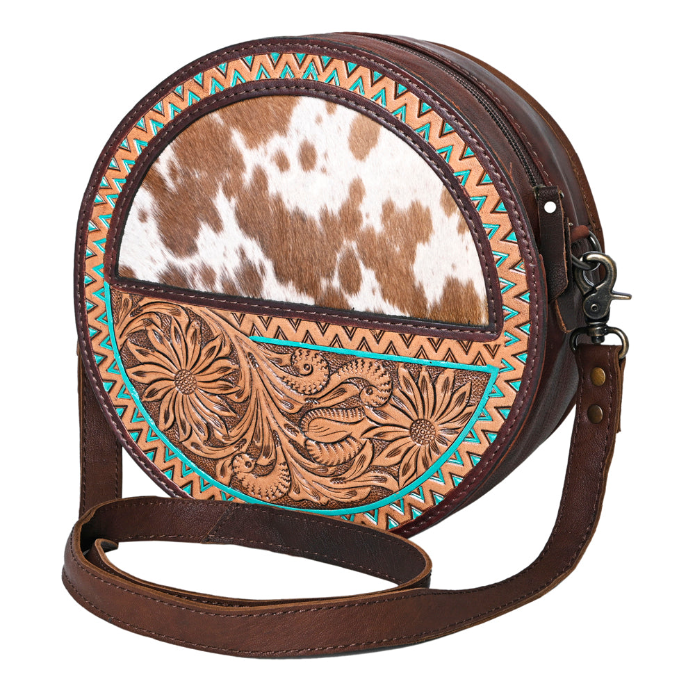 OHLAY KBG315 Canteen Hand Tooled Hair-On Genuine Leather women bag western handbag purse